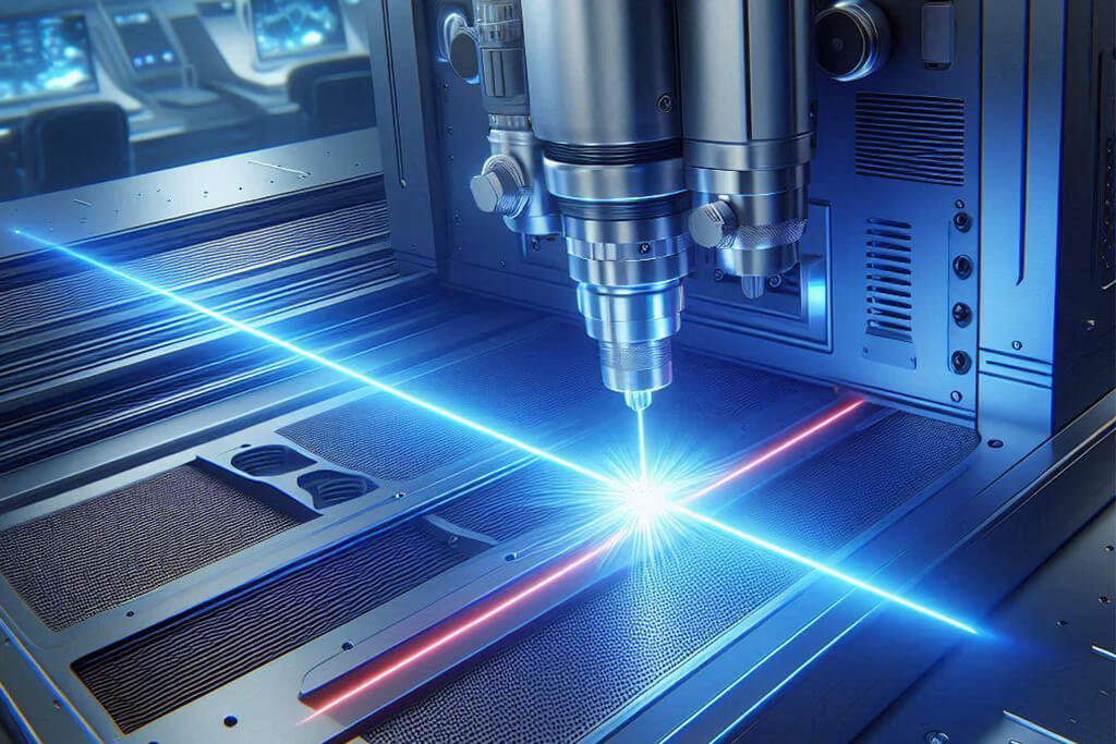 imagen que muestra un rayo laser cortando metal